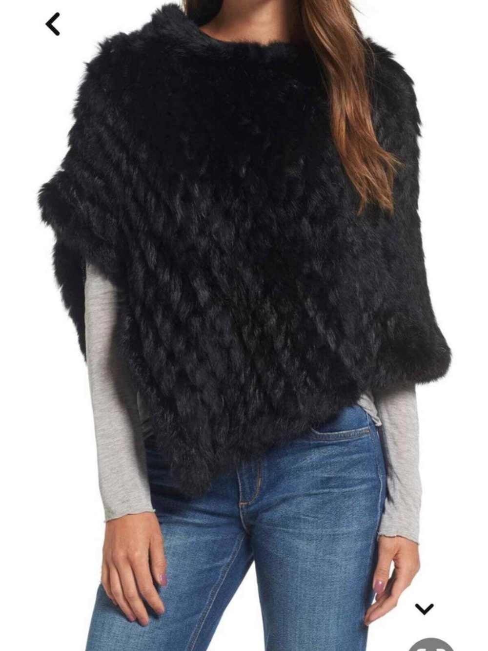 Firenze by La Fiorentina Black Faux Fur Poncho OS